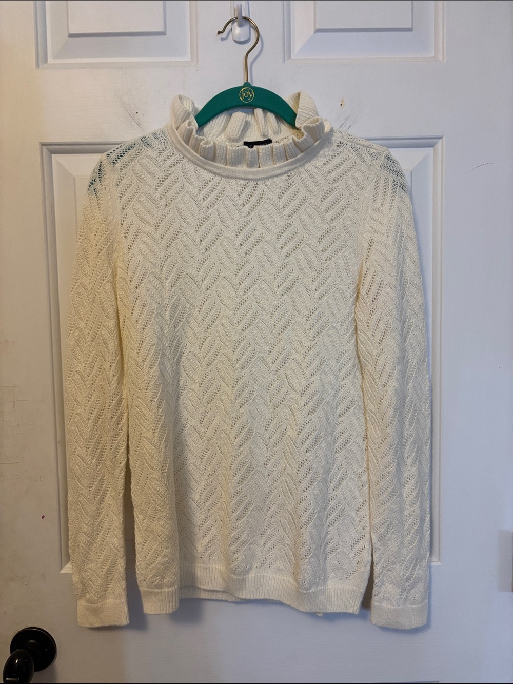 Talbots Ivory Cable-Knit Mock Neck Sweater Size Small S